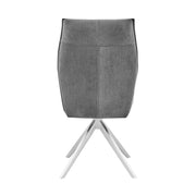 Monarch Swivel Dining Room Accent Chair in Gray Fabric and Brushed Stainless Steel Finish - Set of 2 - Furniture City (CA)l
