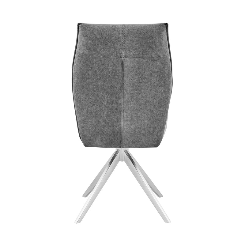 Monarch Swivel Dining Room Accent Chair in Gray Fabric and Brushed Stainless Steel Finish - Set of 2 - Furniture City (CA)l