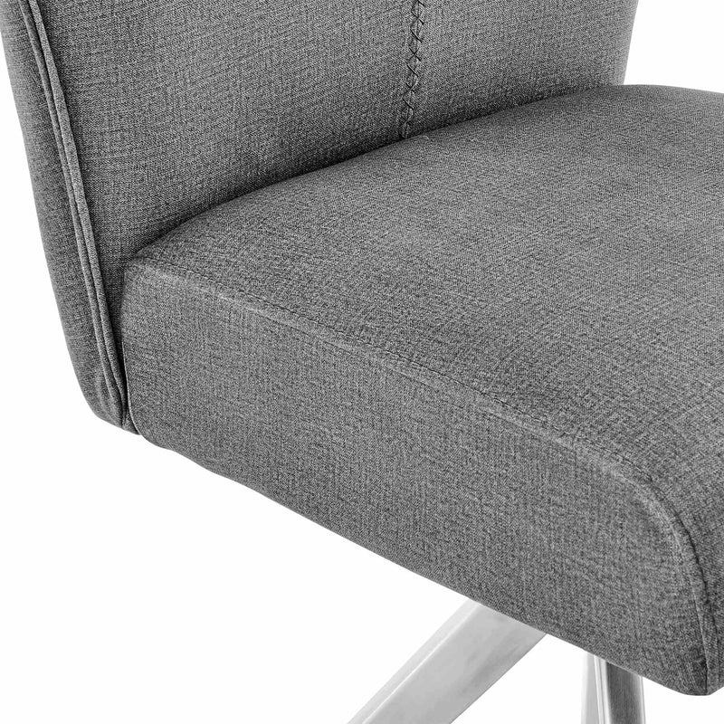 Monarch Swivel Dining Room Accent Chair in Gray Fabric and Brushed Stainless Steel Finish - Set of 2 - Furniture City (CA)l