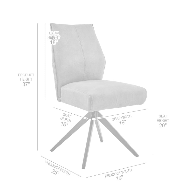 Monarch Swivel Dining Room Accent Chair in Gray Fabric and Brushed Stainless Steel Finish - Set of 2 - Furniture City (CA)l