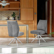 Monarch Swivel Dining Room Accent Chair in Gray Fabric and Brushed Stainless Steel Finish - Set of 2 - Furniture City (CA)l