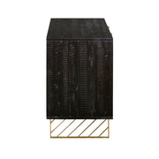 Monaco Rectangular Black Wood Sideboard with Antique Brass Accent - Furniture City (CA)l