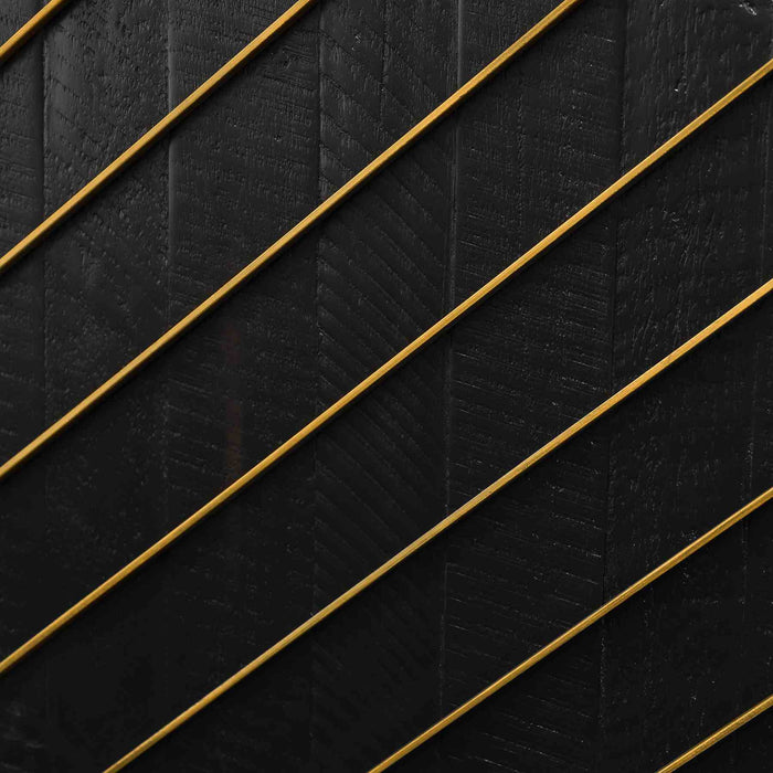 Monaco Rectangular Black Wood Sideboard with Antique Brass Accent