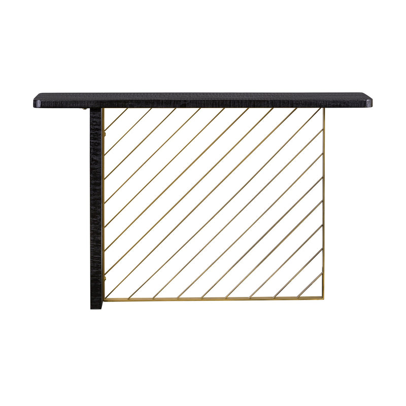Monaco Black Wood Console Table with Antique Brass Accent - Furniture City (CA)l
