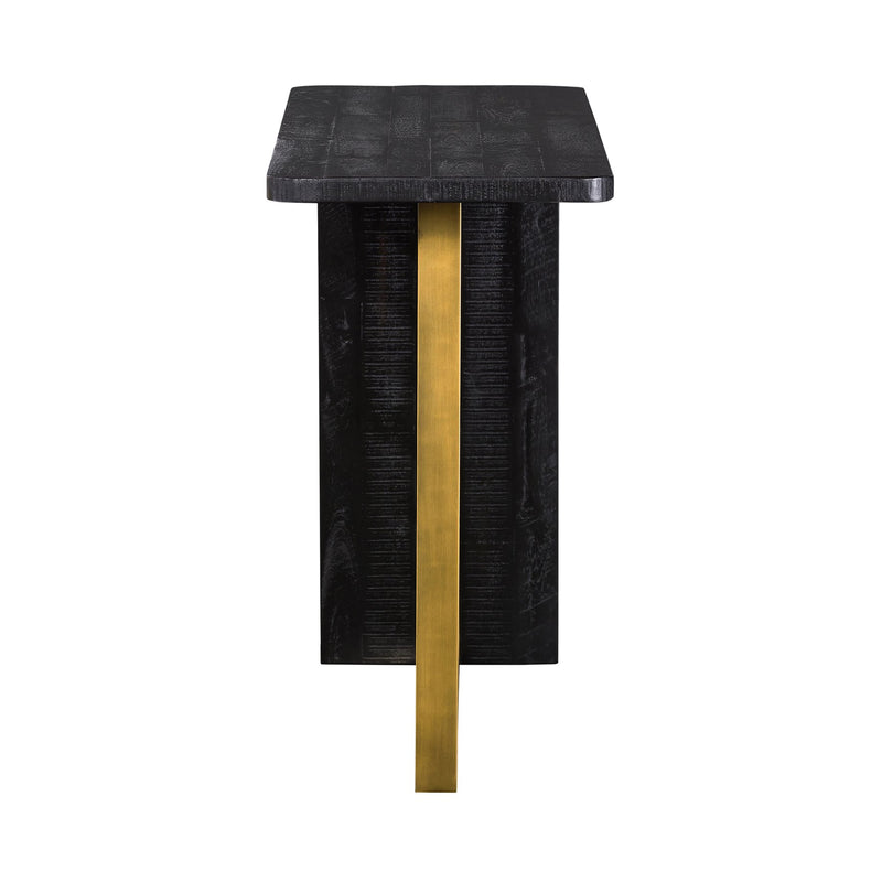 Monaco Black Wood Console Table with Antique Brass Accent - Furniture City (CA)l