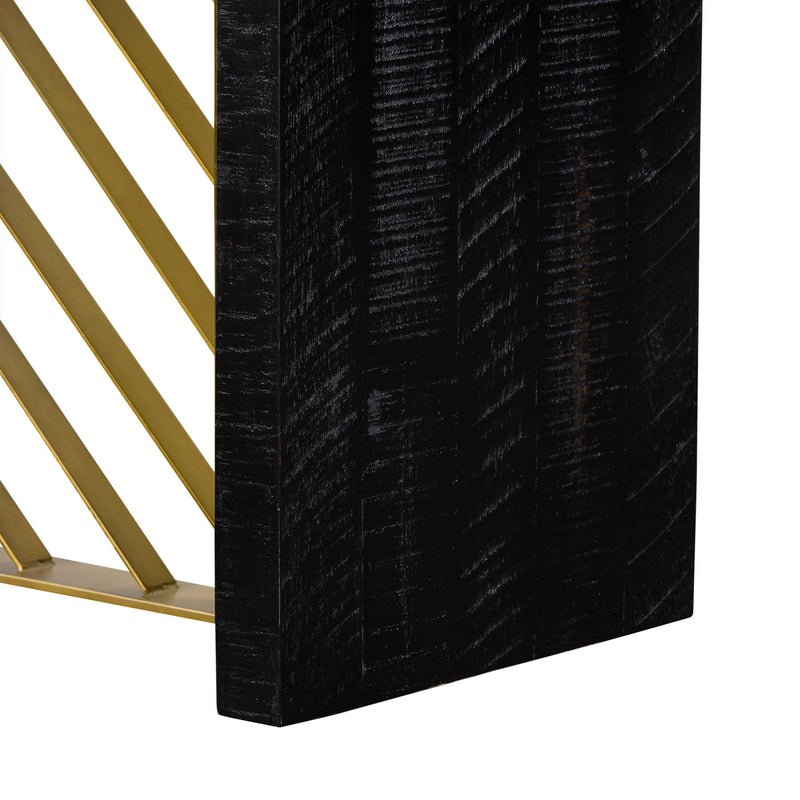 Monaco Black Wood Console Table with Antique Brass Accent - Furniture City (CA)l