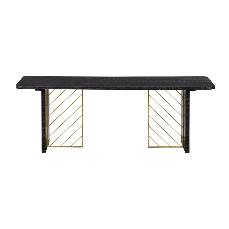 Monaco Black Wood Coffee Table with Antique Brass Accent - Furniture City (CA)l