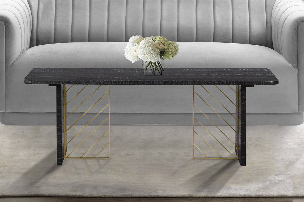 Monaco Black Wood Coffee Table with Antique Brass Accent
