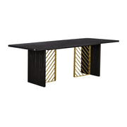 Monaco Black Wood Dining Table with Antique Brass Accent - Furniture City (CA)l