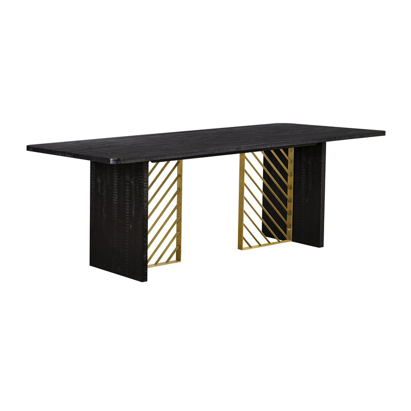 Monaco Black Wood Dining Table with Antique Brass Accent - Furniture City (CA)l
