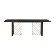 Monaco Black Wood Dining Table with Antique Brass Accent - Furniture City (CA)l