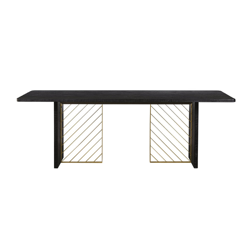 Monaco Black Wood Dining Table with Antique Brass Accent - Furniture City (CA)l