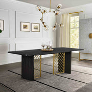 Monaco Black Wood Dining Table with Antique Brass Accent - Furniture City (CA)l