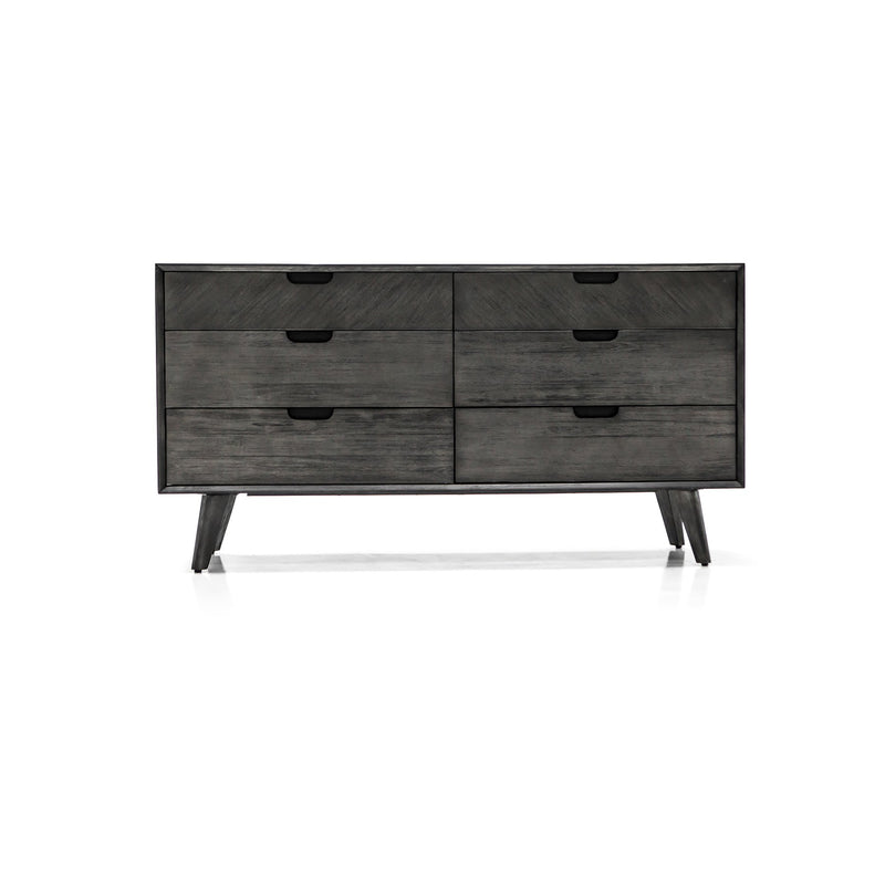 Mohave Mid-Century Tundra Gray Acacia 6 Drawer Dresser - Furniture City (CA)l