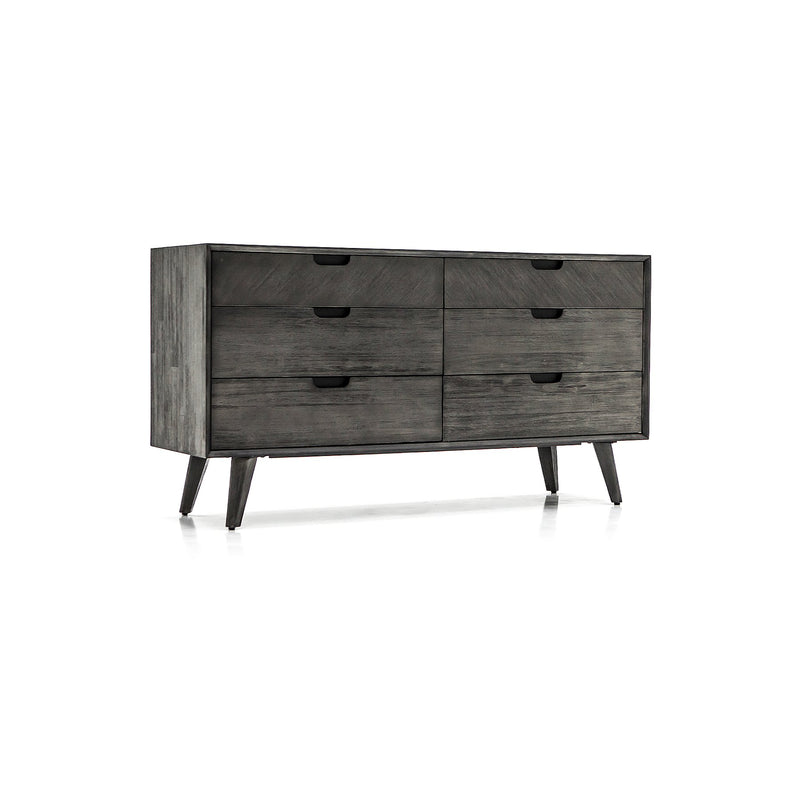 Mohave Mid-Century Tundra Gray Acacia 6 Drawer Dresser - Furniture City (CA)l