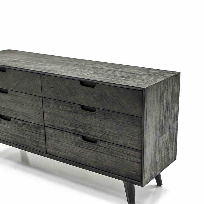 Mohave Mid-Century Tundra Gray Acacia 6 Drawer Dresser