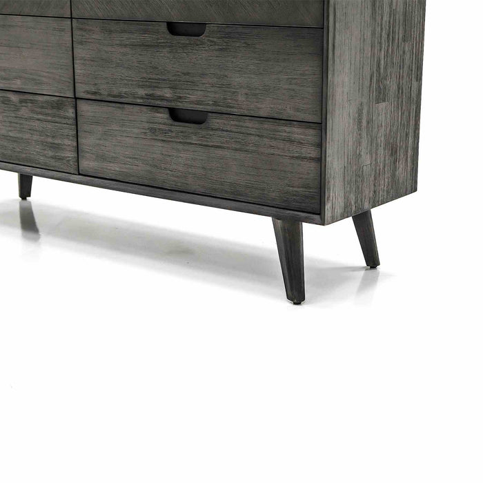 Mohave Mid-Century Tundra Gray Acacia 6 Drawer Dresser
