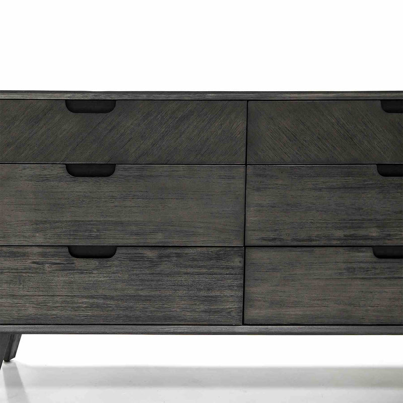 Mohave Mid-Century Tundra Gray Acacia 6 Drawer Dresser - Furniture City (CA)l