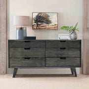 Mohave Mid-Century Tundra Gray Acacia 6 Drawer Dresser - Furniture City (CA)l