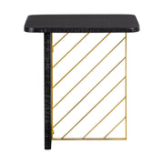 Monaco Black Wood Side Table with Antique Brass Accent - Furniture City (CA)l