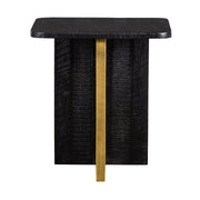 Monaco Black Wood Side Table with Antique Brass Accent - Furniture City (CA)l