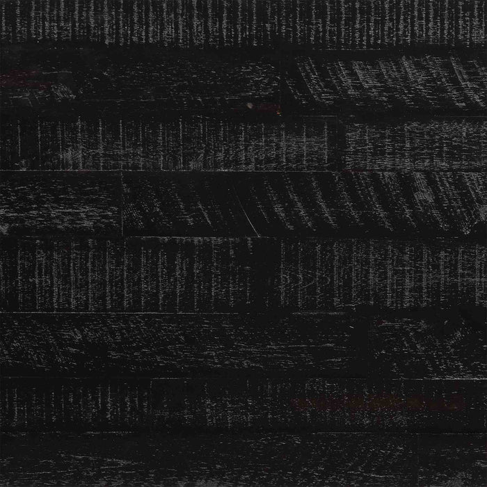 Monaco Black Wood Side Table with Antique Brass Accent