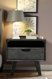 Mohave Mid-Century Tundra Gray Acacia Single Drawer Night Stand - Furniture City (CA)l