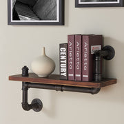 24" Montana Industrial Pine Wood Floating Wall Shelf in Gray and Walnut Finish - Furniture City (CA)l