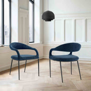 Morgan Upholstered Dining Chair with Matte Black Iron and Blue Fabric - Set of 2 - Furniture City (CA)l