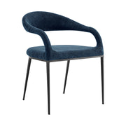 Morgan Upholstered Dining Chair with Matte Black Iron and Blue Fabric - Set of 2 - Furniture City (CA)l