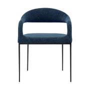 Morgan Upholstered Dining Chair with Matte Black Iron and Blue Fabric - Set of 2 - Furniture City (CA)l