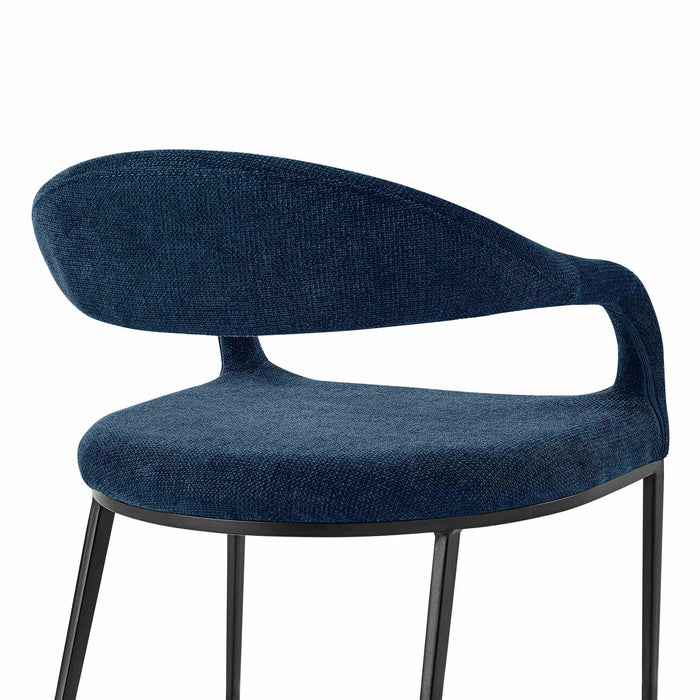 Morgan Upholstered Dining Chair with Matte Black Iron and Blue Fabric - Set of 2