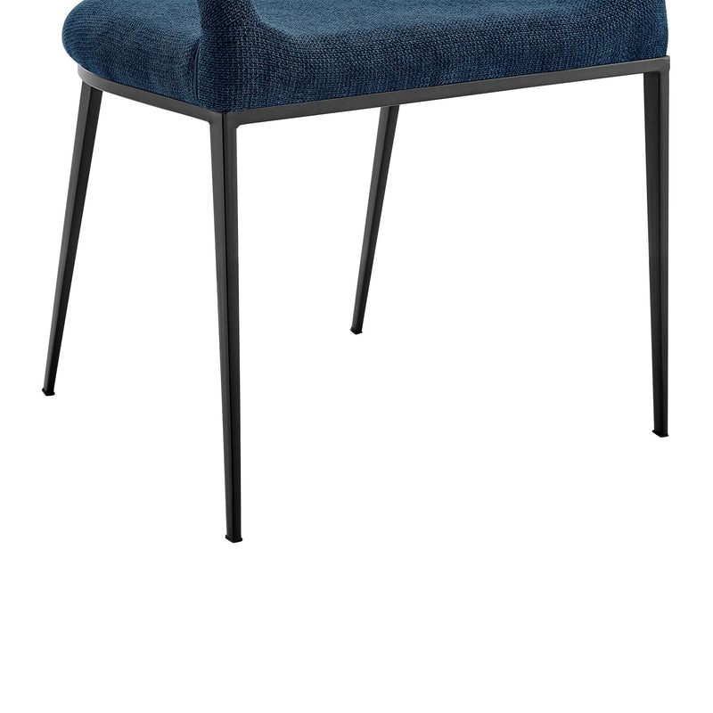 Morgan Upholstered Dining Chair with Matte Black Iron and Blue Fabric - Set of 2 - Furniture City (CA)l