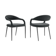 Morgan Upholstered Dining Chair with Matte Black Iron and Charcoal Fabric - Set of 2 - Furniture City (CA)l
