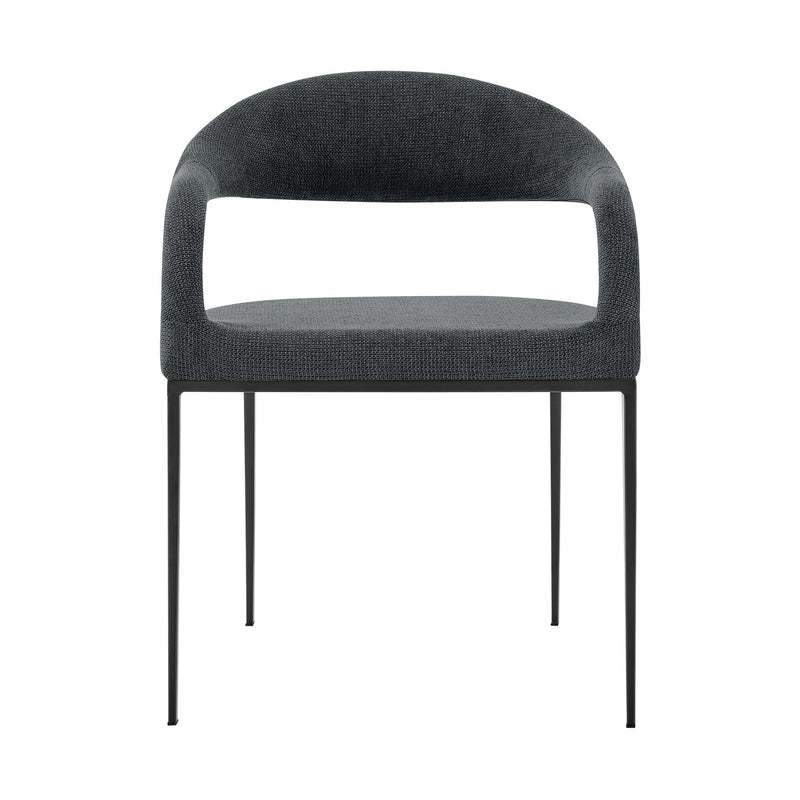 Morgan Upholstered Dining Chair with Matte Black Iron and Charcoal Fabric - Set of 2 - Furniture City (CA)l