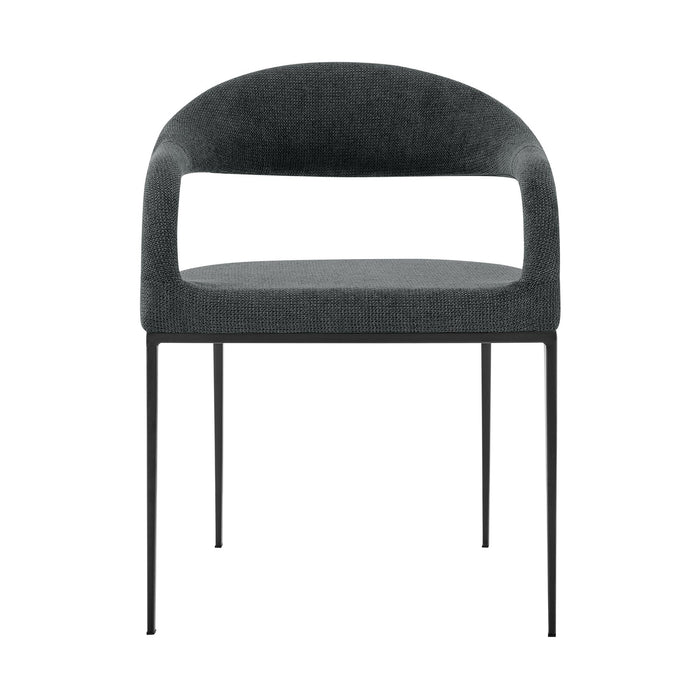 Morgan Upholstered Dining Chair with Matte Black Iron and Charcoal Fabric - Set of 2