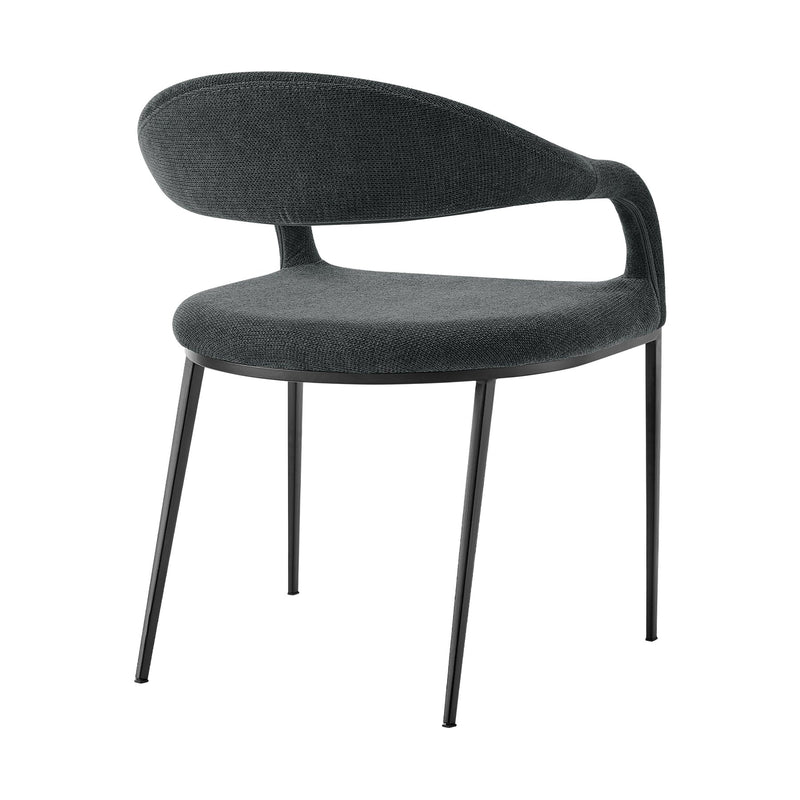 Morgan Upholstered Dining Chair with Matte Black Iron and Charcoal Fabric - Set of 2 - Furniture City (CA)l