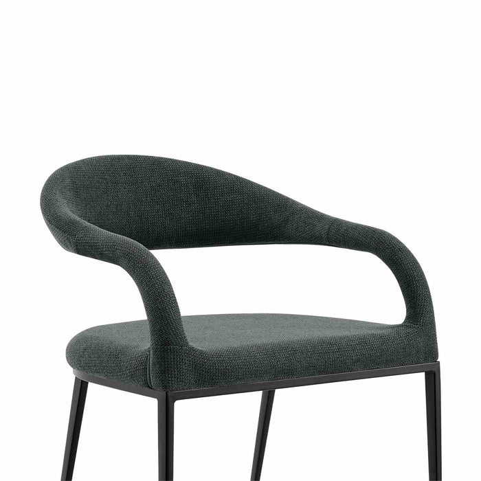 Morgan Upholstered Dining Chair with Matte Black Iron and Charcoal Fabric - Set of 2