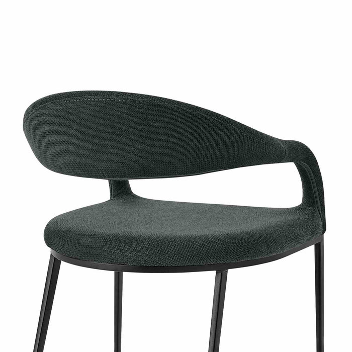 Morgan Upholstered Dining Chair with Matte Black Iron and Charcoal Fabric - Set of 2