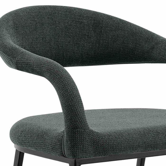 Morgan Upholstered Dining Chair with Matte Black Iron and Charcoal Fabric - Set of 2