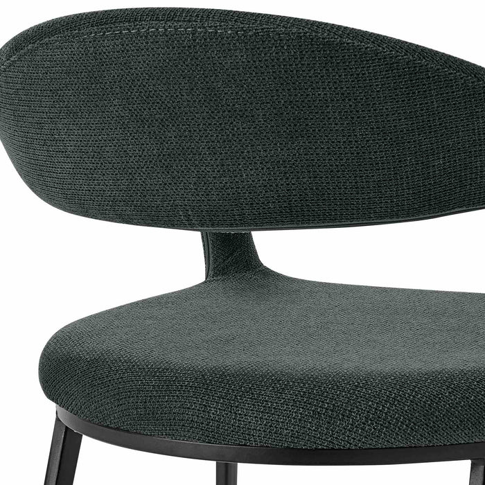 Morgan Upholstered Dining Chair with Matte Black Iron and Charcoal Fabric - Set of 2