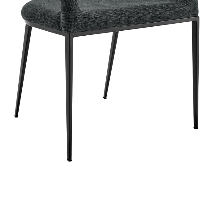 Morgan Upholstered Dining Chair with Matte Black Iron and Charcoal Fabric - Set of 2