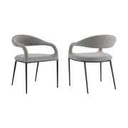 Morgan Upholstered Dining Chair with Matte Black Iron and Light Gray Fabric - Set of 2 - Furniture City (CA)l