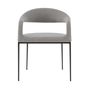 Morgan Upholstered Dining Chair with Matte Black Iron and Light Gray Fabric - Set of 2 - Furniture City (CA)l