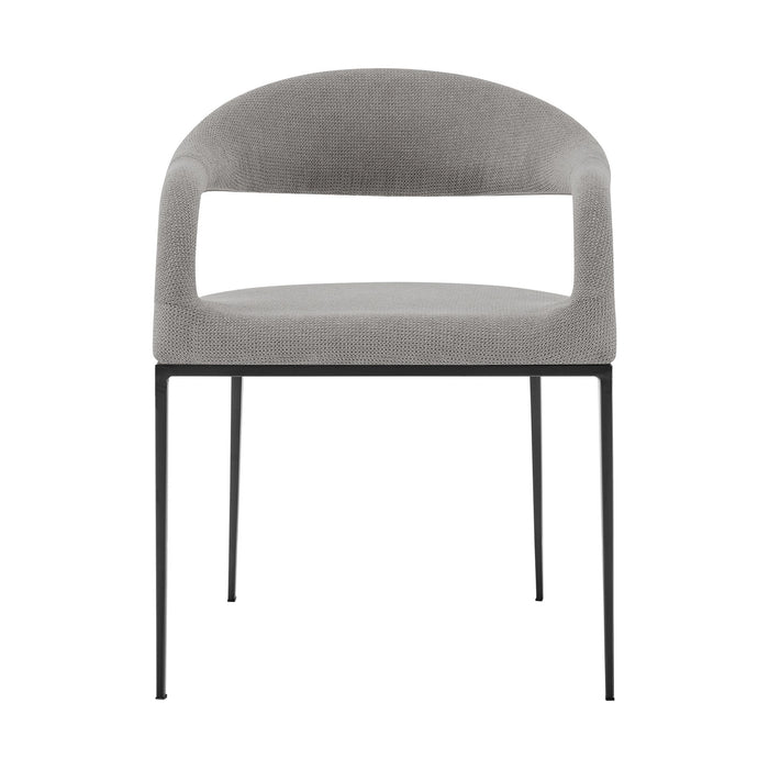 Morgan Upholstered Dining Chair with Matte Black Iron and Light Gray Fabric - Set of 2
