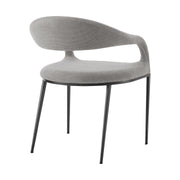 Morgan Upholstered Dining Chair with Matte Black Iron and Light Gray Fabric - Set of 2 - Furniture City (CA)l