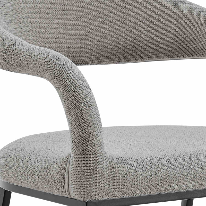 Morgan Upholstered Dining Chair with Matte Black Iron and Light Gray Fabric - Set of 2 - Furniture City (CA)l