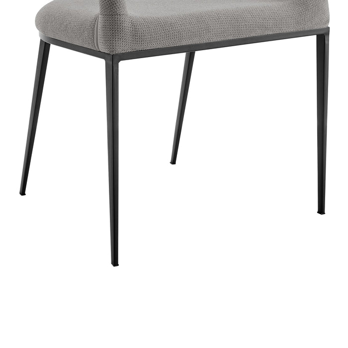 Morgan Upholstered Dining Chair with Matte Black Iron and Light Gray Fabric - Set of 2