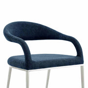 Morgan Upholstered Dining Chair with Brushed Stainless Steel and Blue Fabric - Set of 2 - Furniture City (CA)l
