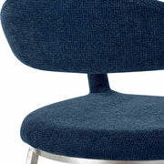 Morgan Upholstered Dining Chair with Brushed Stainless Steel and Blue Fabric - Set of 2 - Furniture City (CA)l